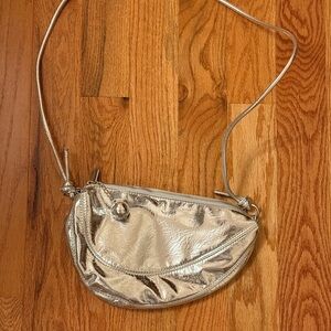 Metallic Silver Crossbody Bag